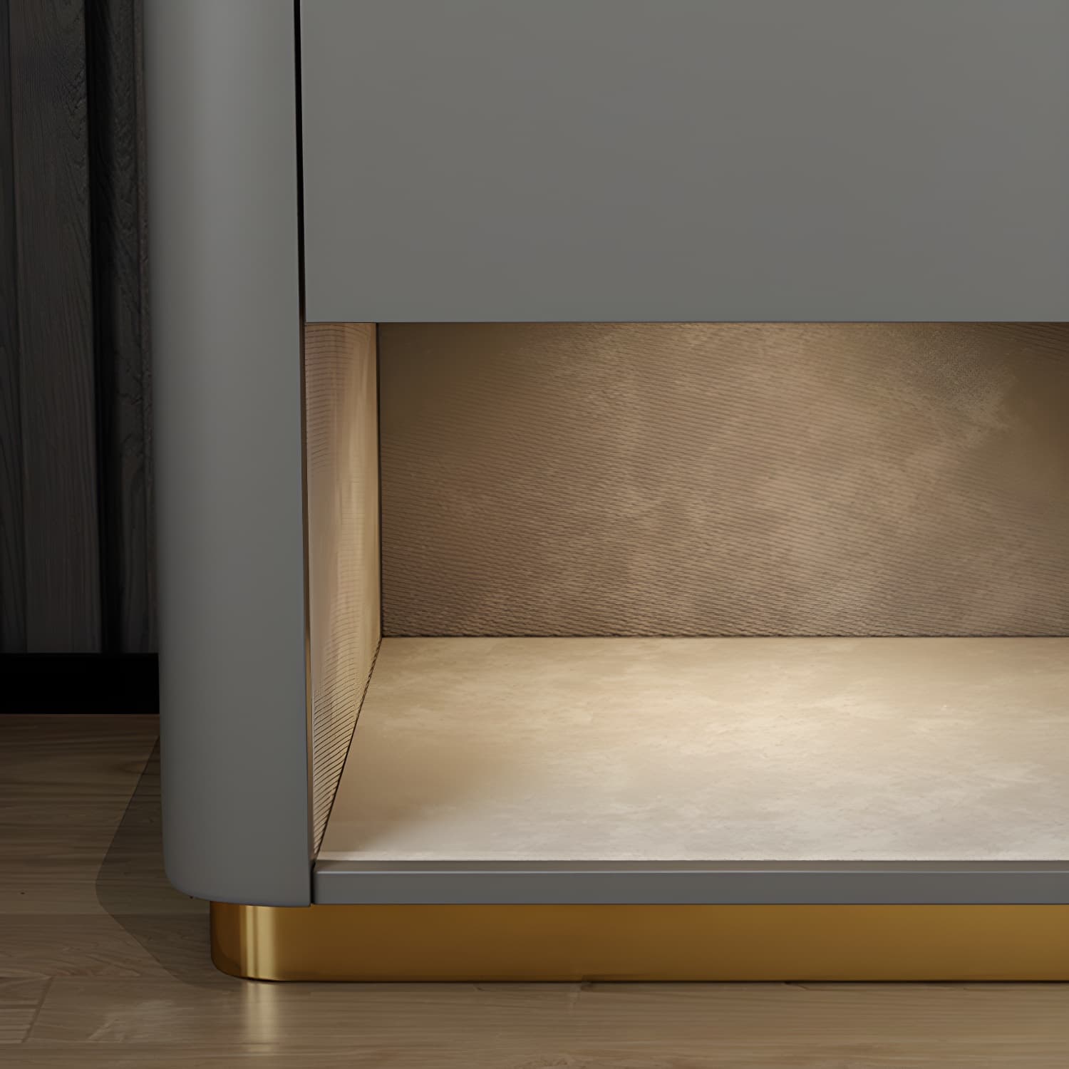 Modern Solid Wood and Slate Night Table Drawer Storage Bed Nightstand - image 14