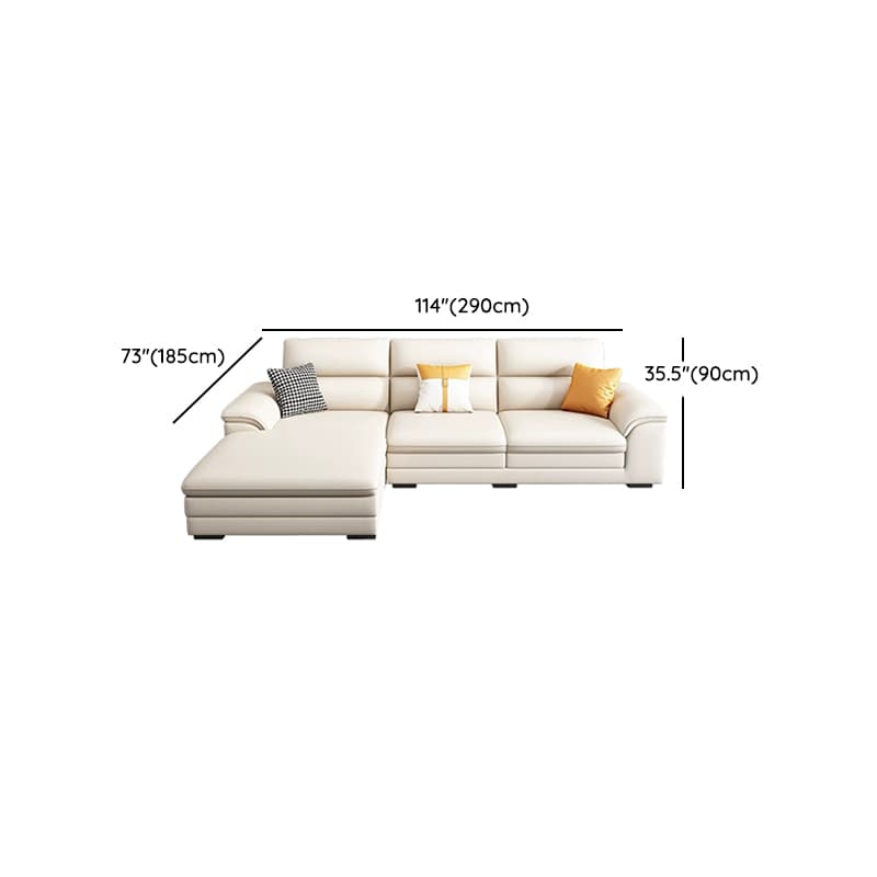 Standard Genuine Leather Sectional, Pillow Top Arm, Cushion Back, Beige, Birch Wood - image 19