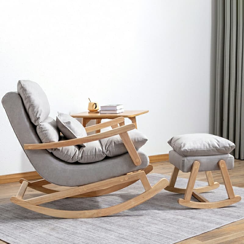 Modern Upholstered Rocking Chair with Track Arms and Ottoman for Stylish Interior Design - image 6