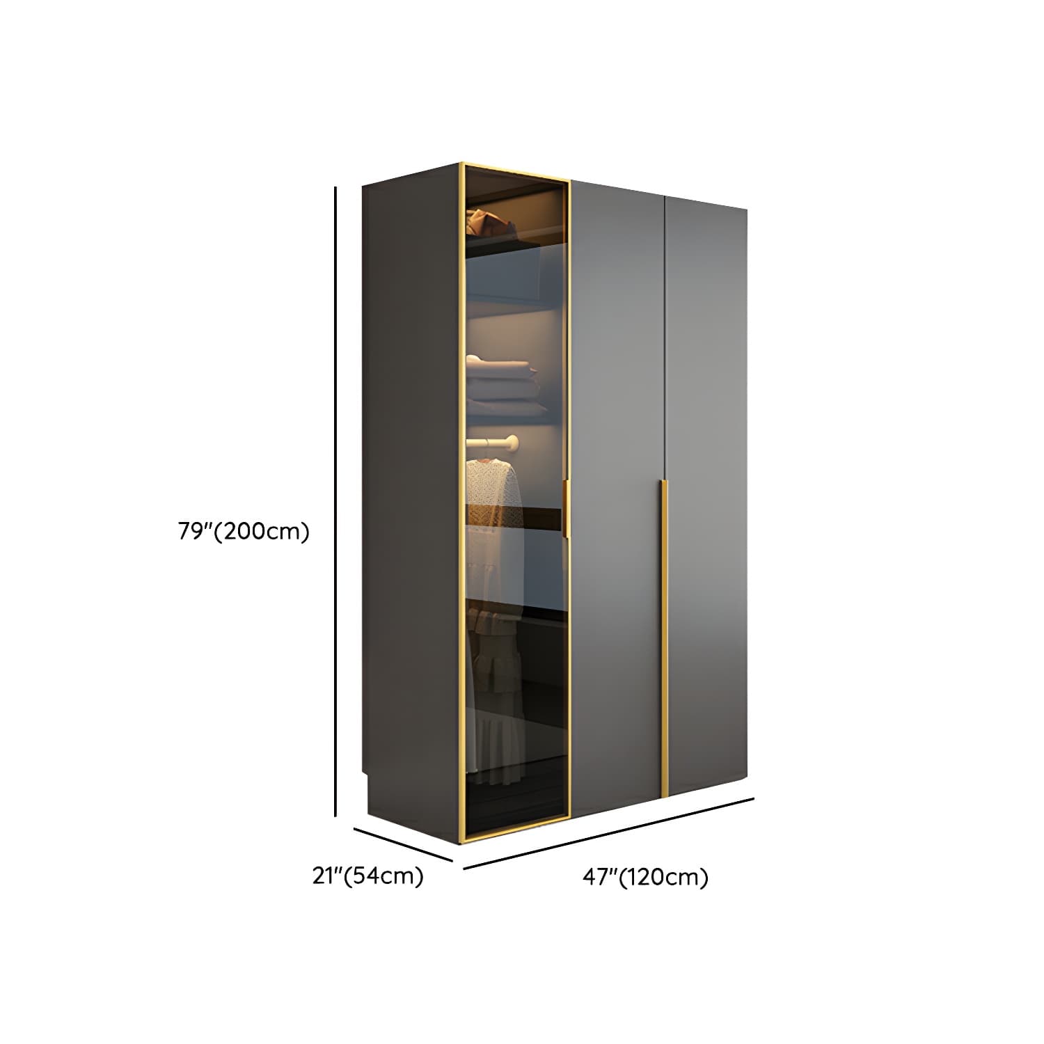 Modern Grey Wood Wardrobe Armoire with Drawers & Adjustable Shelves - image 11