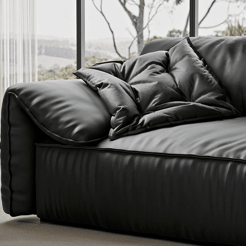 Modish Solid Color Water Resistant Standard Sofa in Midnight Black, Seats 5/4 Person/for 3 with 2 Pillows - image 3
