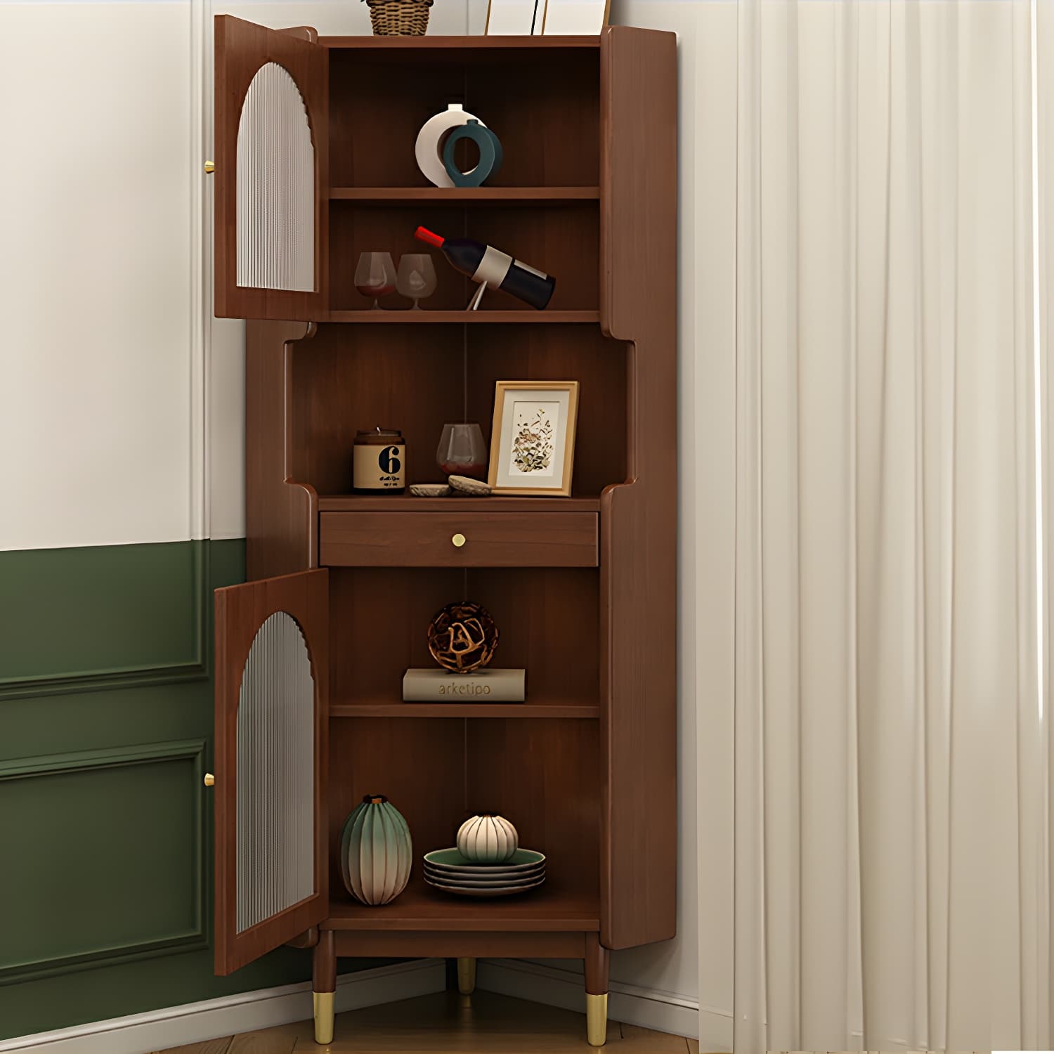 17'' Wood 1-Drawer Accent Cabinet Modern Wood Corner Cabinet with Legs - image 6