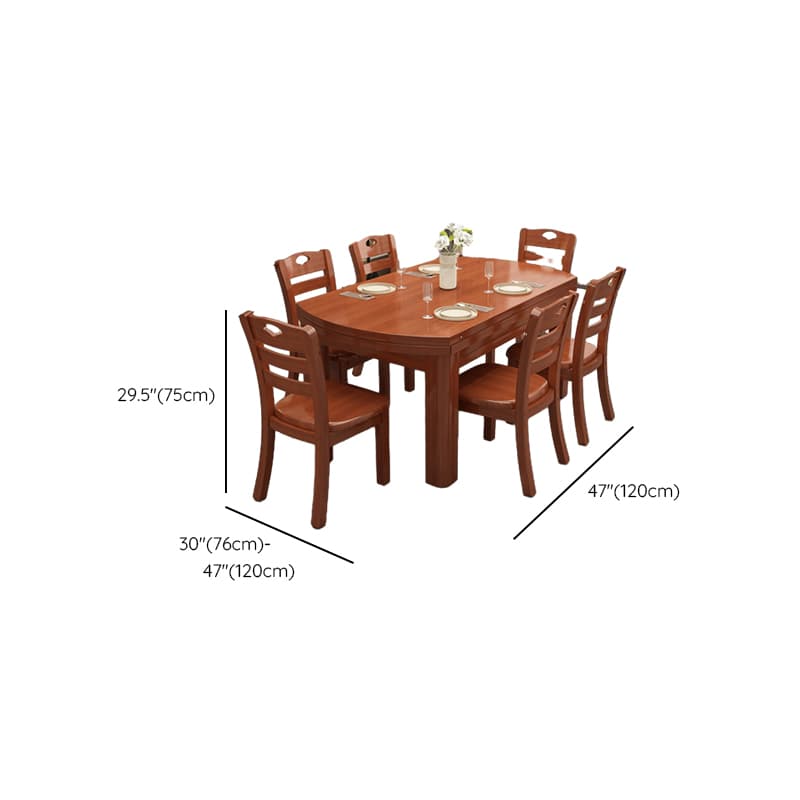 Oval Rubberwood Dining Table Set, Seats 6, Copper/Natural Finish - image 17