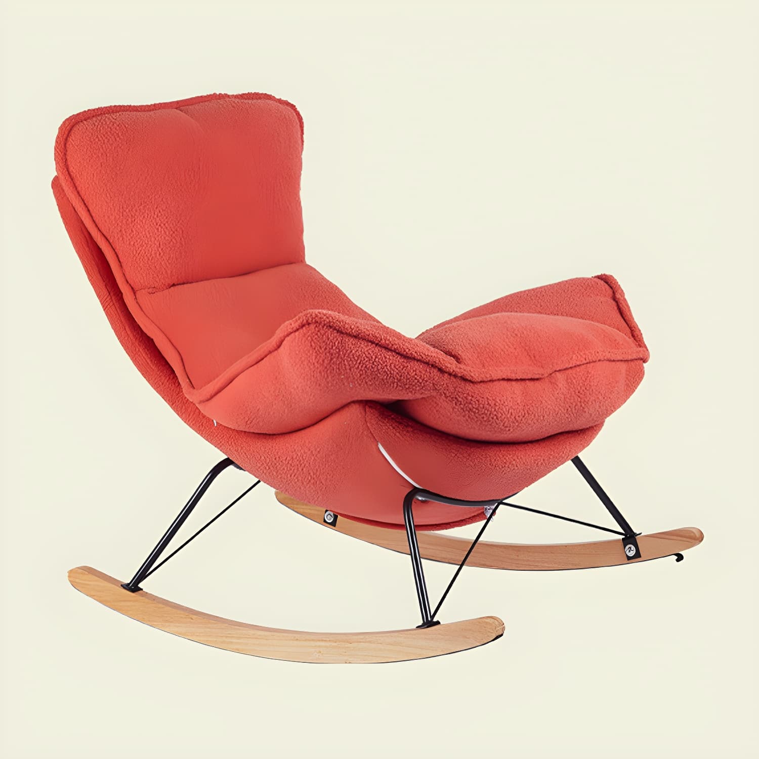 Contemporary Rocking Chair Fabric Upholstered Tufted Wing Chair Back Baby Rocking Chair - image 14
