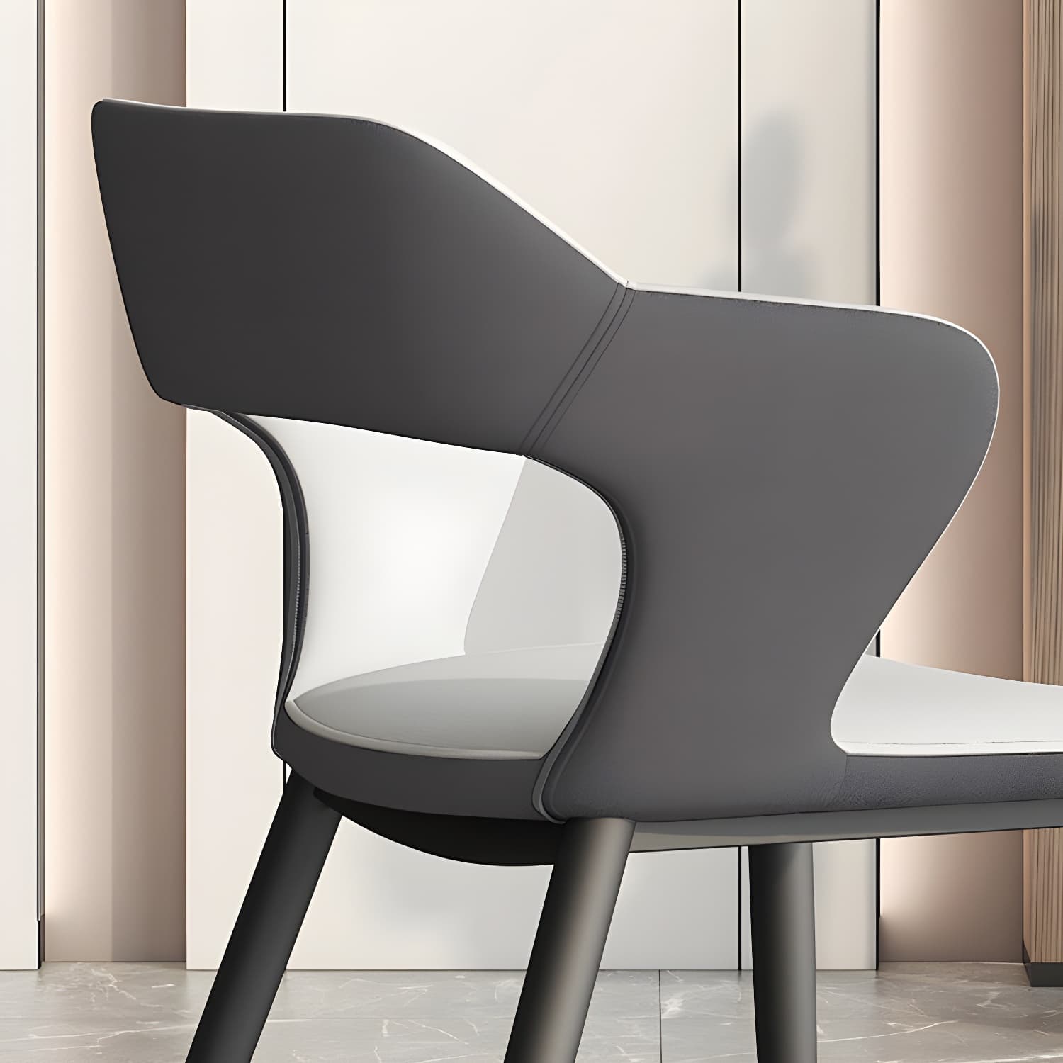 Metal Modern Indoor Side Chair with Arms Matte Finish Open Back Dining Chair - image 17