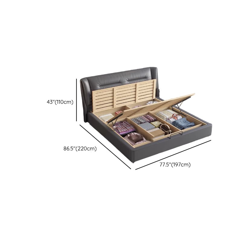 Grey Solid Color Storage Bed/Platform Bed with Pine Wood Frame for Living Room - image 14