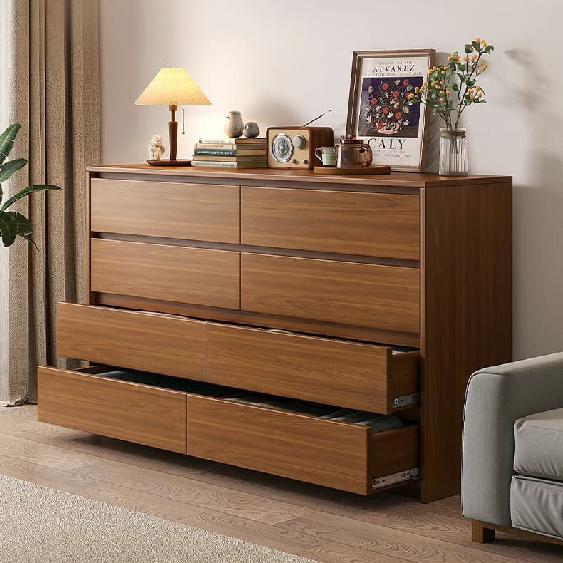 Elegant Brown Wood Double Dresser with Drawers, Modern Style - image 10