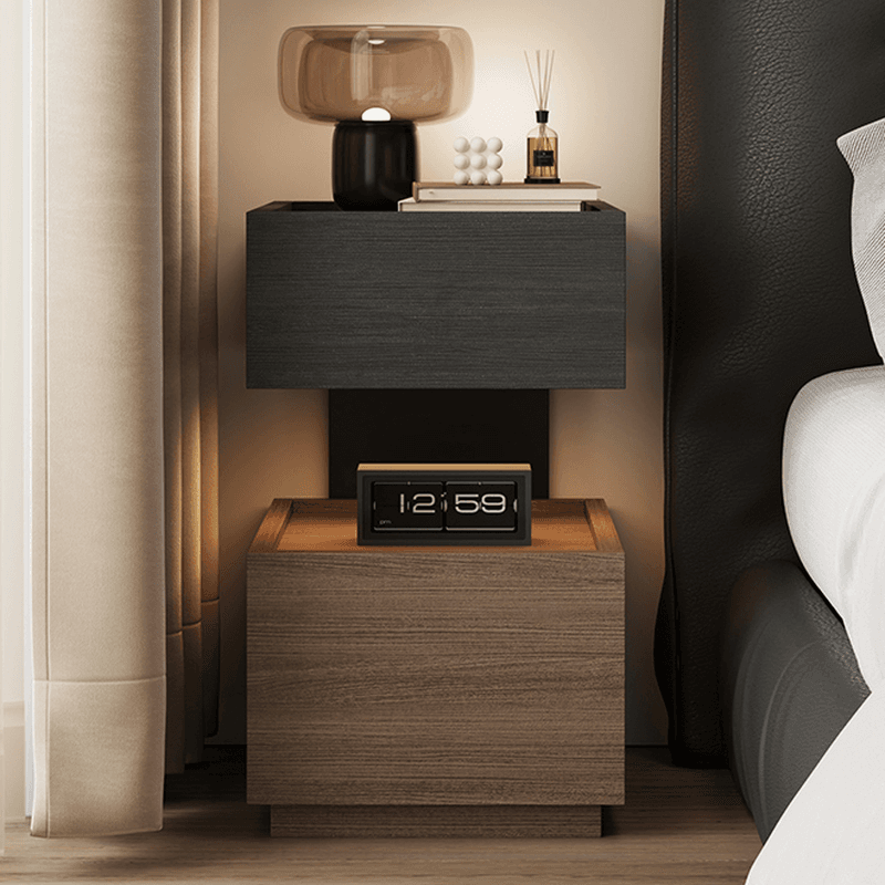 Modish Nightstand With Drawer Organization Featuring 2 Drawers, 1 Shelf, and Lumber Countertop - image 8