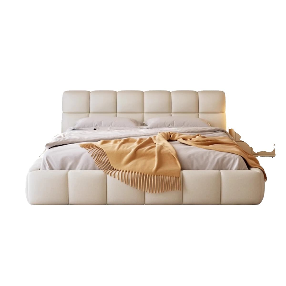 Solid Color Synthetic Leather Storage Bed with Sponge Upholstery for Living Room - image 5