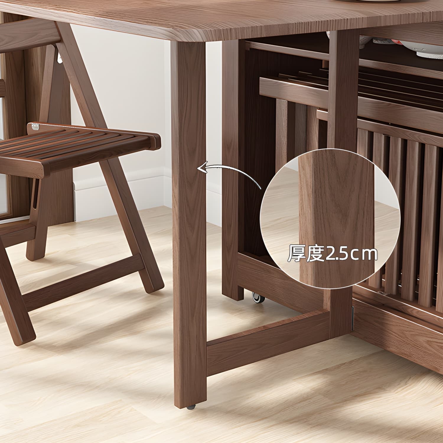 1/3/5/7 Pieces Modern Solid Wood Multi Purpose Folding Dining Set for Home - image 11