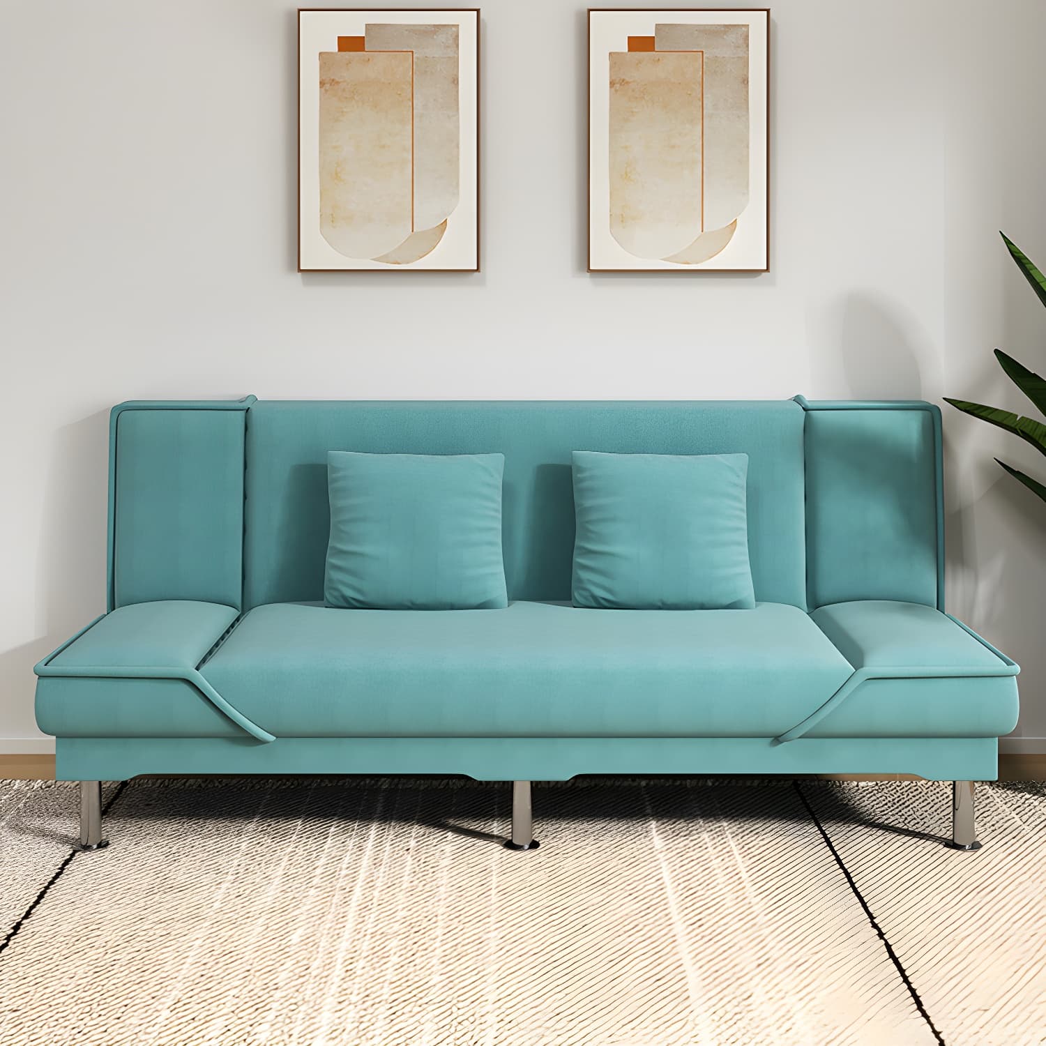 Contemporary Armless Convertible Sofa Linen Foldable Sofa for Apartment - image 11