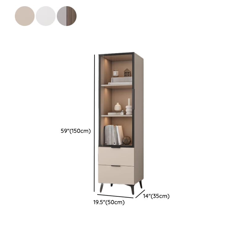 Brown Manufactured Wood Utility Storage Cabinet with Storage Cabinet, Glass Door, Cabinet Bars, Soft Close Drawer and Light - image 25