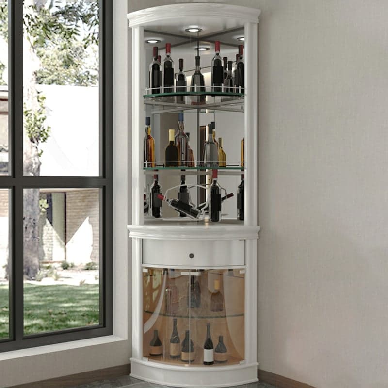Circular Corner Glass Accent Cabinet with Clear Glass Doors and 3 Shelves - image 3