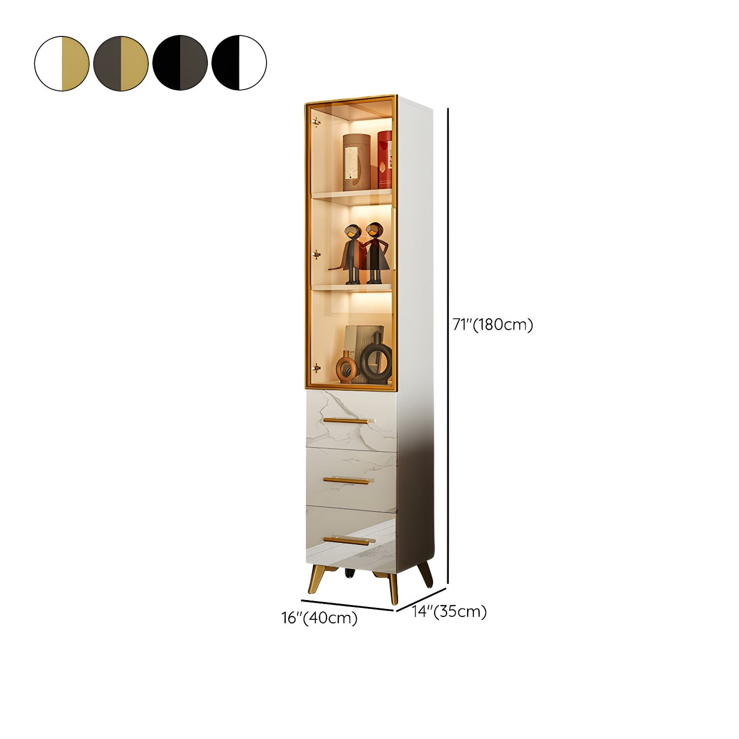 13.8'' Wood Two-Drawer Rectangular White and Black Accent Cabinet without Adjustable Shelf - image 9