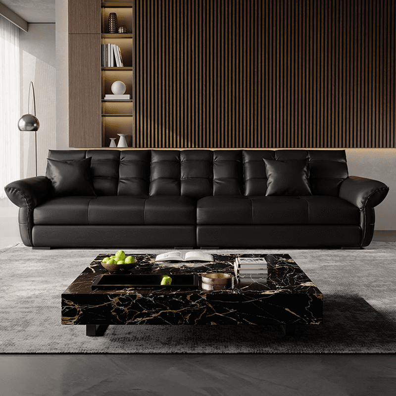 Modish Solid Color Scratch-immune Standard Sofa with Flared Arm and 2 Pillows for 4-seater/5 Person/3-seater - image 4