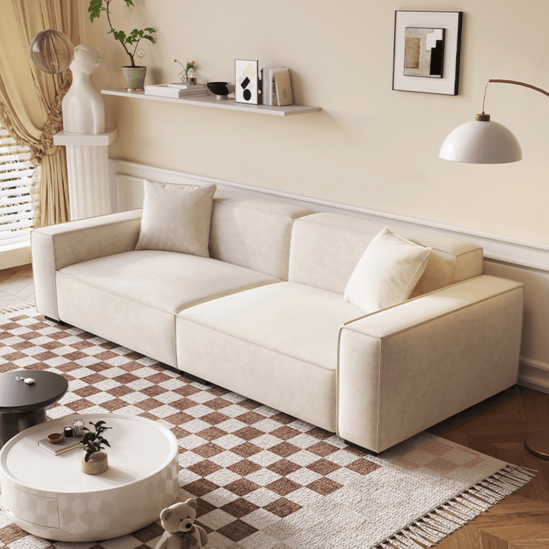 Contemporary Solid Color Tear Resistant Standard Sofa in Gray/Ivory/Citrus Color, Seating for 5/4/3 with 2 Pillows - image 5