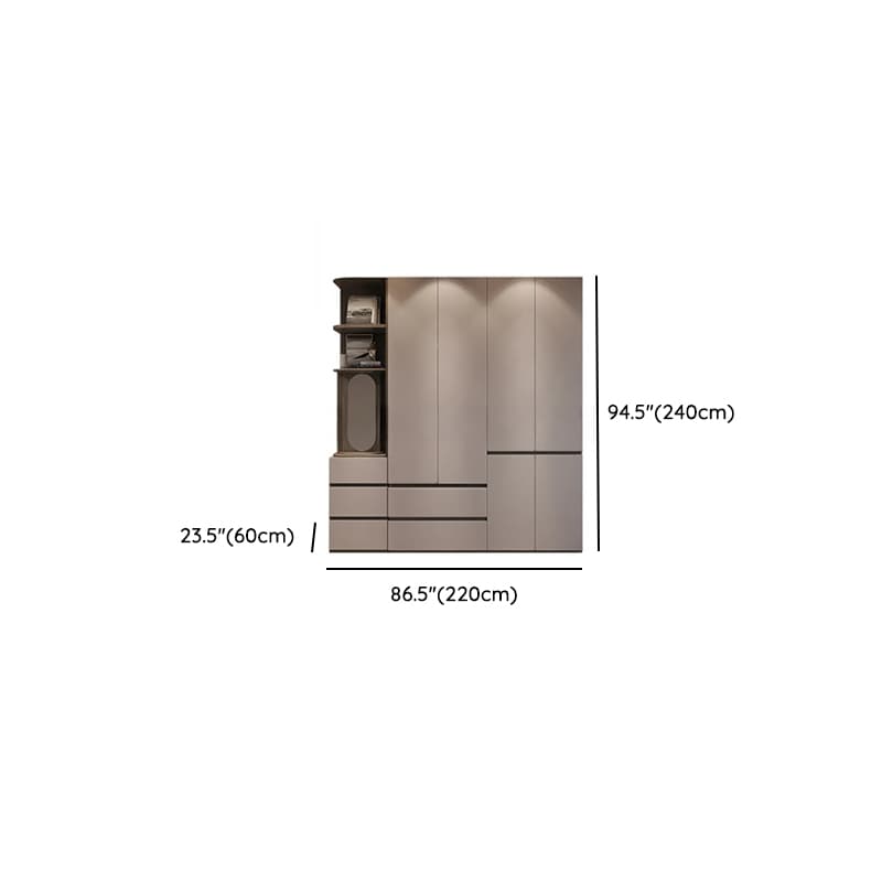 Sand Minimalist Laminate Cabinet Armoire with Soft Close Drawer, Soft Close Door, Interior Shelves, and Clothing Rod - image 20