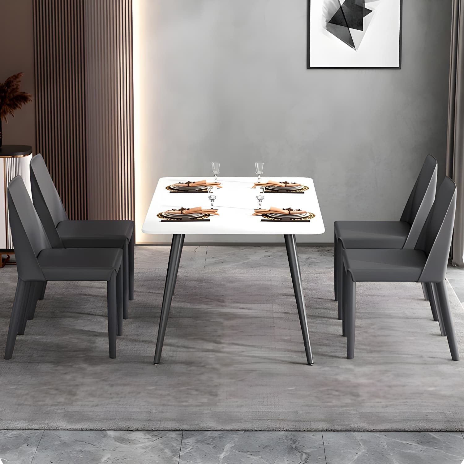 Modern Leather Dining Chair Parsons Furniture with Steel Legs in Matte Finish for Home - image 24