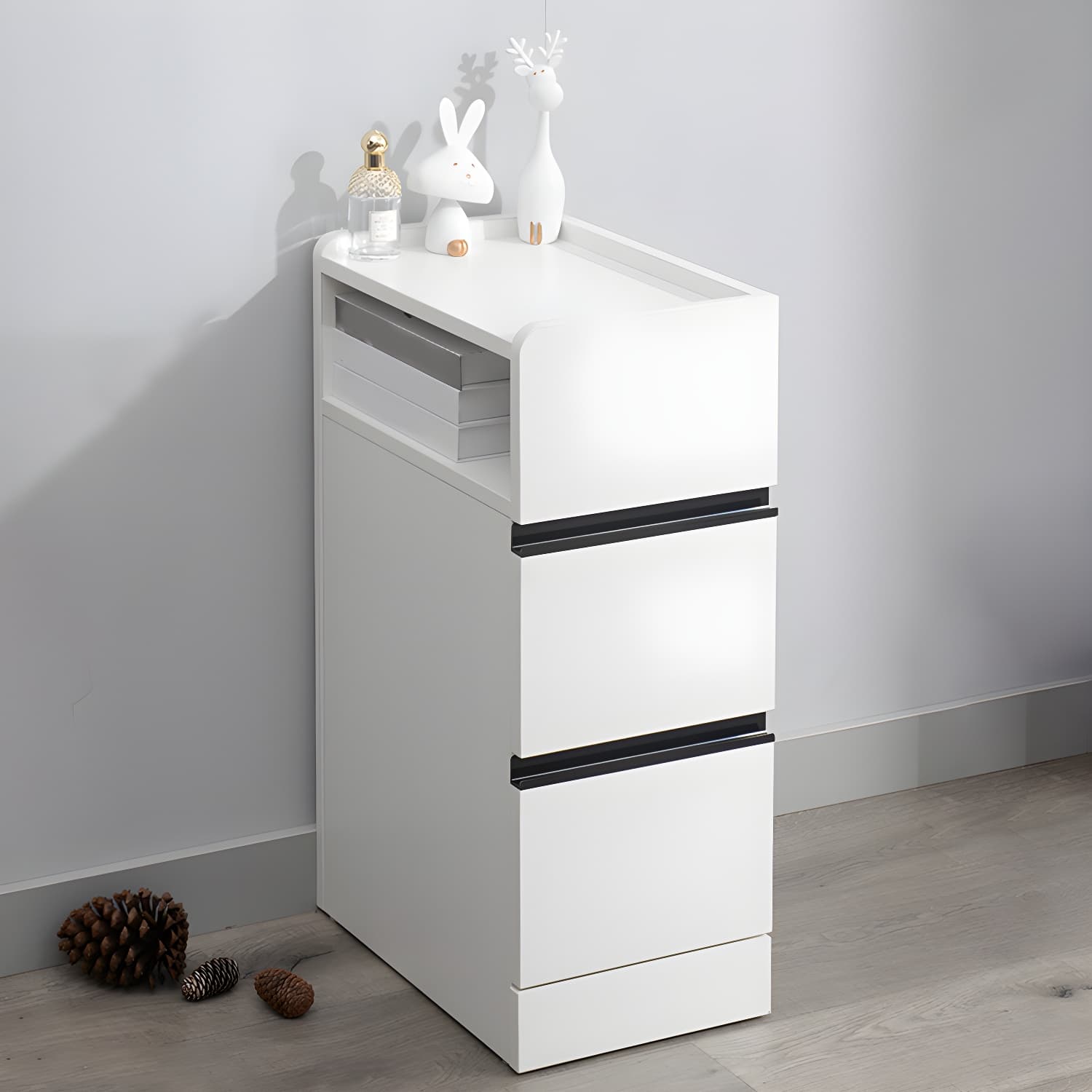 Scandinavian Accent Table Nightstand 25.5" Tall with 2 Drawers - image 8