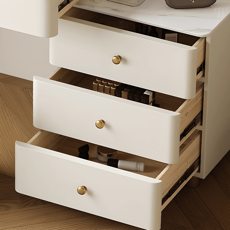 Glamorous Flooring Push-Pull 2-in-1 Stone Top Makeup Vanity for Sleeping Room with Tabletop Storage - image 4