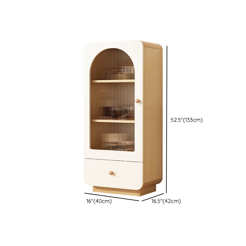 Modern White Lumber Narrow Sideboard with Single Drawer, 4 Shelves/Three Internal Shelves/Two Internal Shelves, Glass-panel Door - image 18