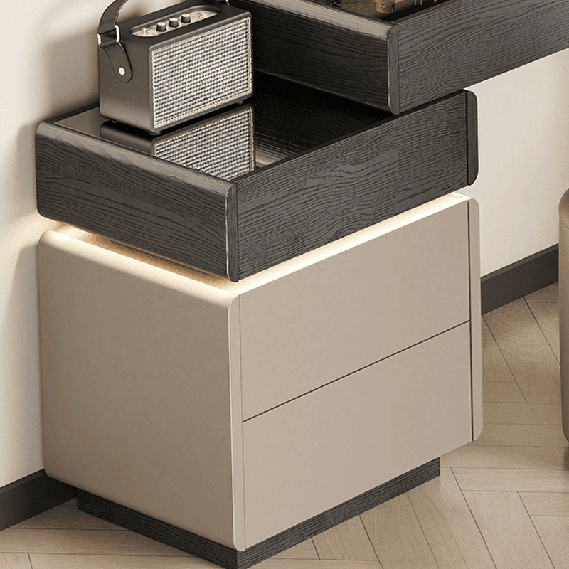 Multi-Purpose Tan Vanity Set with Lighting, Scalable 2-in-1 Adjustable Touch and Brightness
