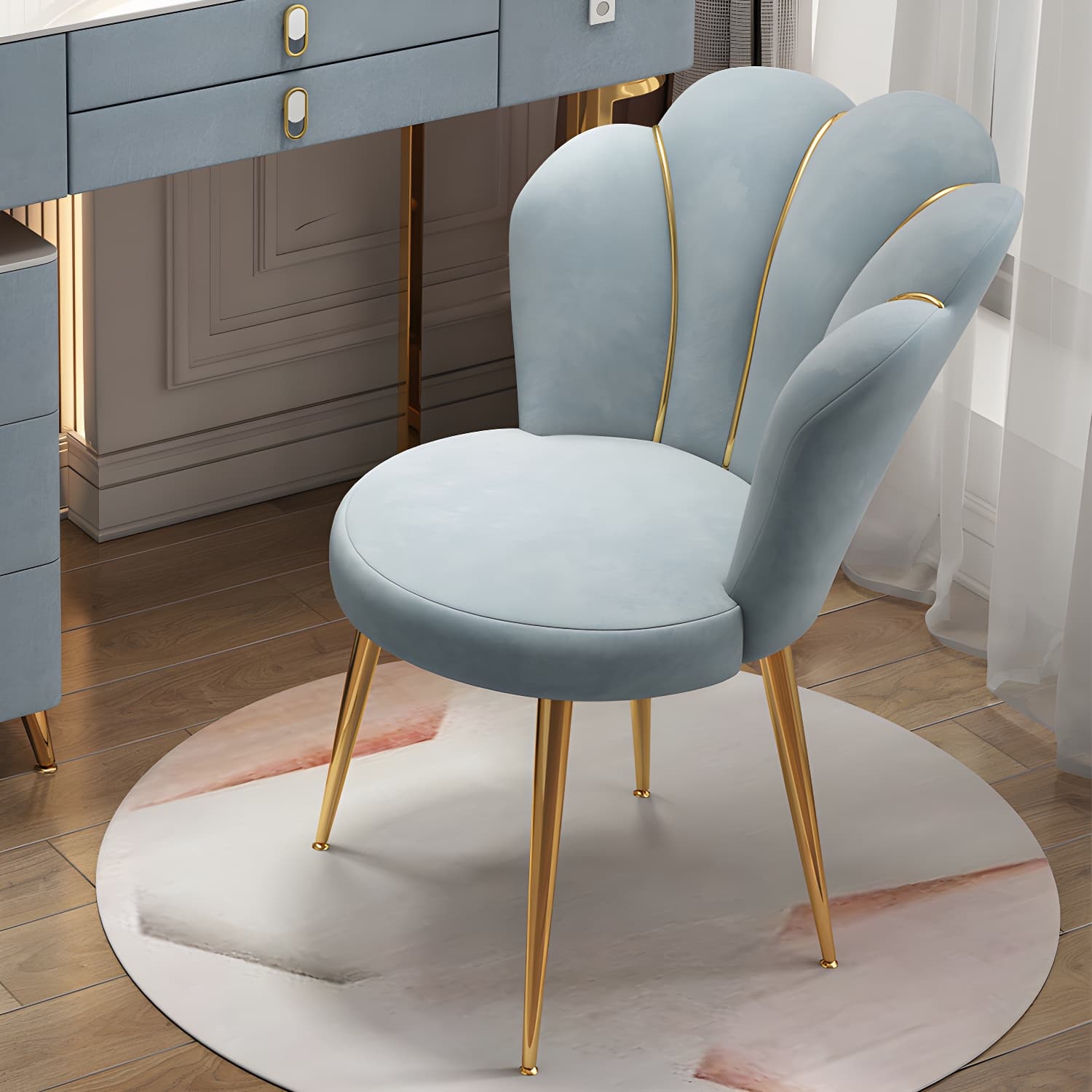 Scandinavian Style Velvet Armless Dining Chair Solid Back Single Dining Chair