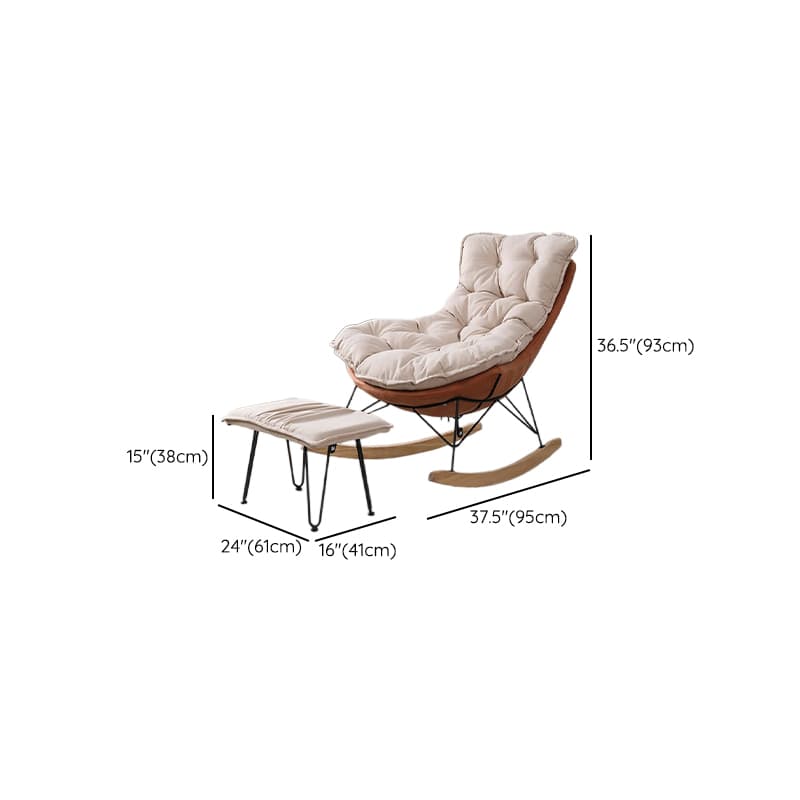 Stationary Rocker for Nursery Natural Wood Finish with Ottoman and Rear - image 25