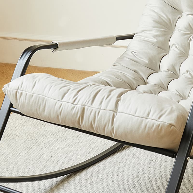 Chic Upholstered Indoor Rocking Chair with Modern Black Metal Legs - image 18