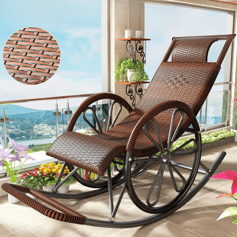 Auburn/Sage Green/Golden Synthetic Porch Rocker with Round Arm - image 4