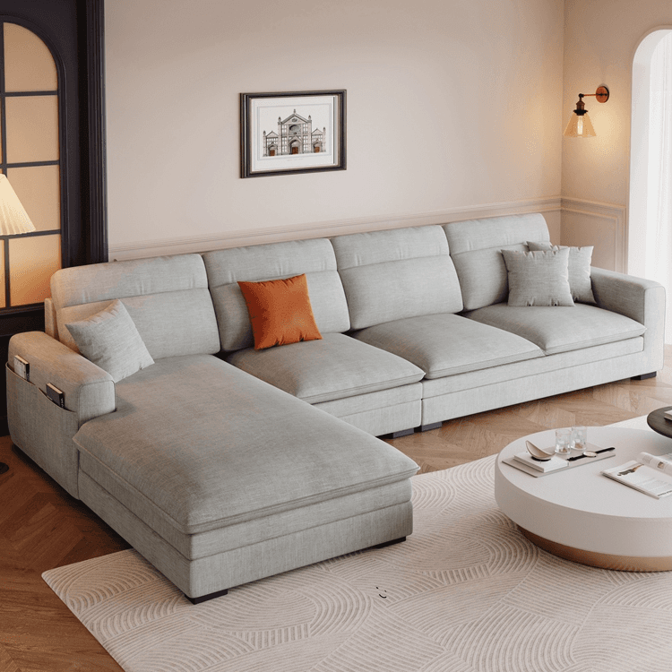 L-Shape/Straight Sofa Recliner/Sofa Couch with Concealed Support and Pine Wood Frame - image 3