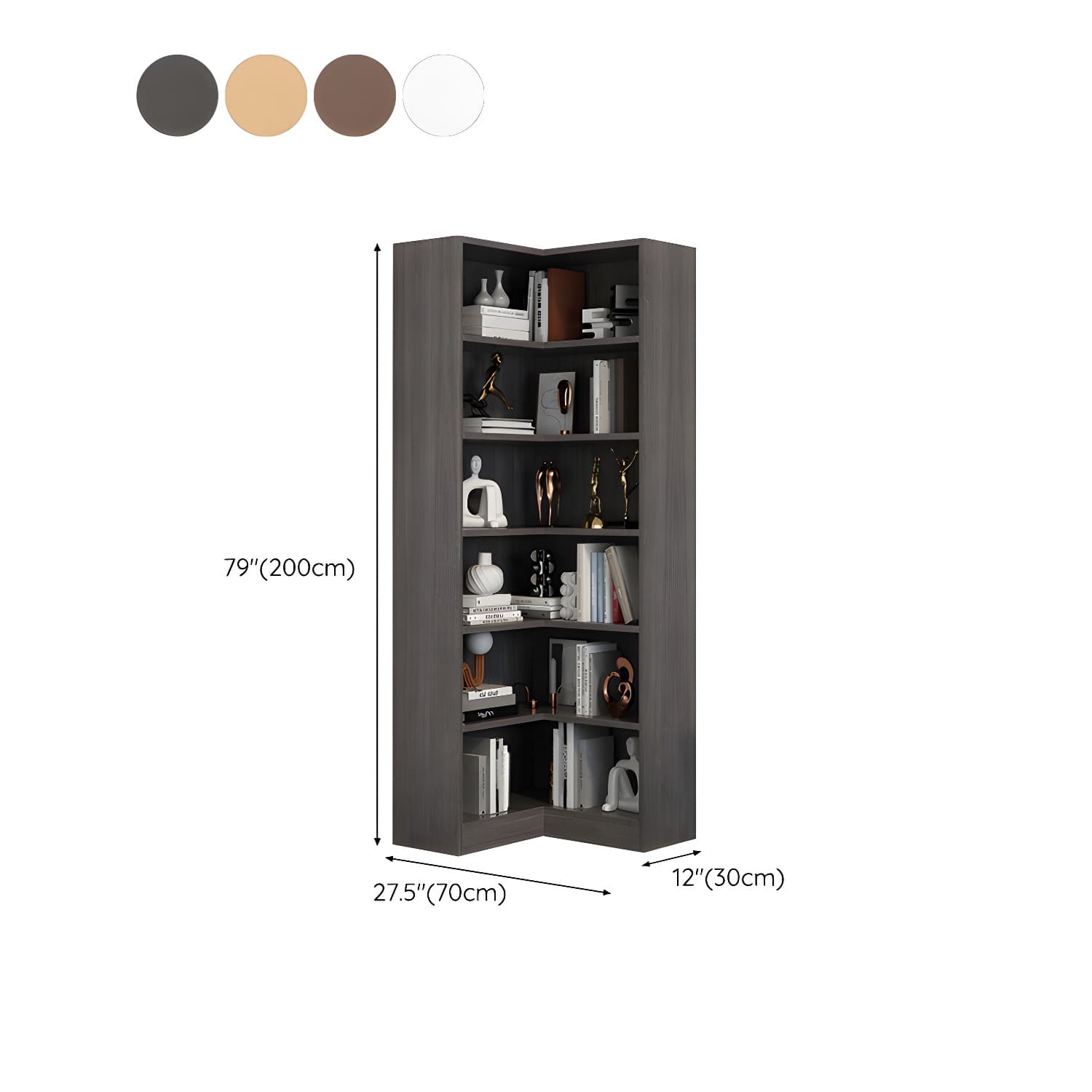 Corner Modern Accent Chest with Wood Counter Top and 6 Open Shelves without Drawers - image 18
