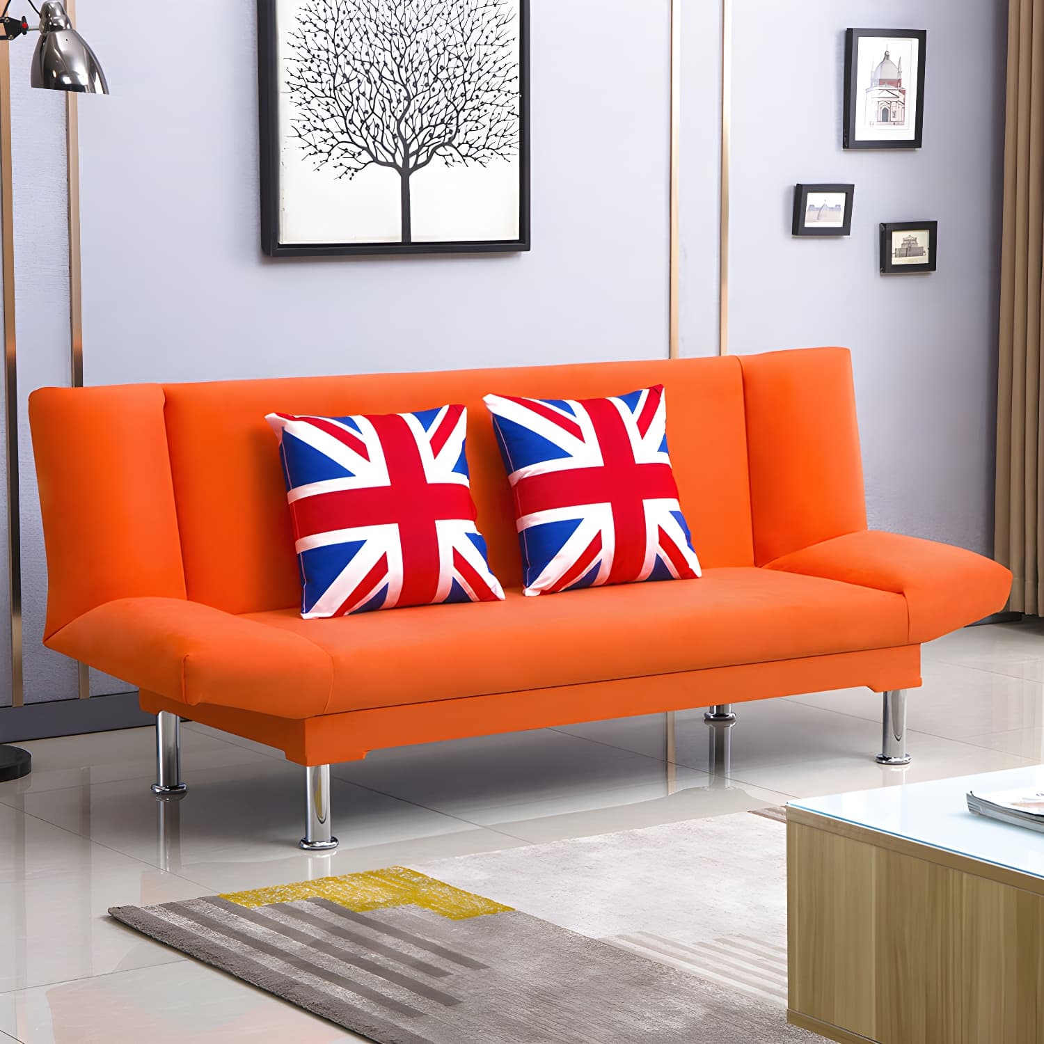 Silver Transitional Modern Tight Back Sofa Bed 29.53"High Armless Sofa Bed - image 29