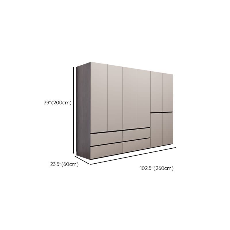 Light Gray Modish Manufactured Wood Independent Armoire Cabinet with 2 Drawers/4 Drawers, Interior Shelves, and Clothing Rod - image 18