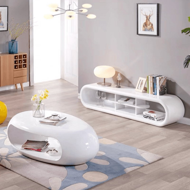 Simple Ink Oval/Rounded Hardened Glass Single Accent Table with Container & Abstract Base - image 13
