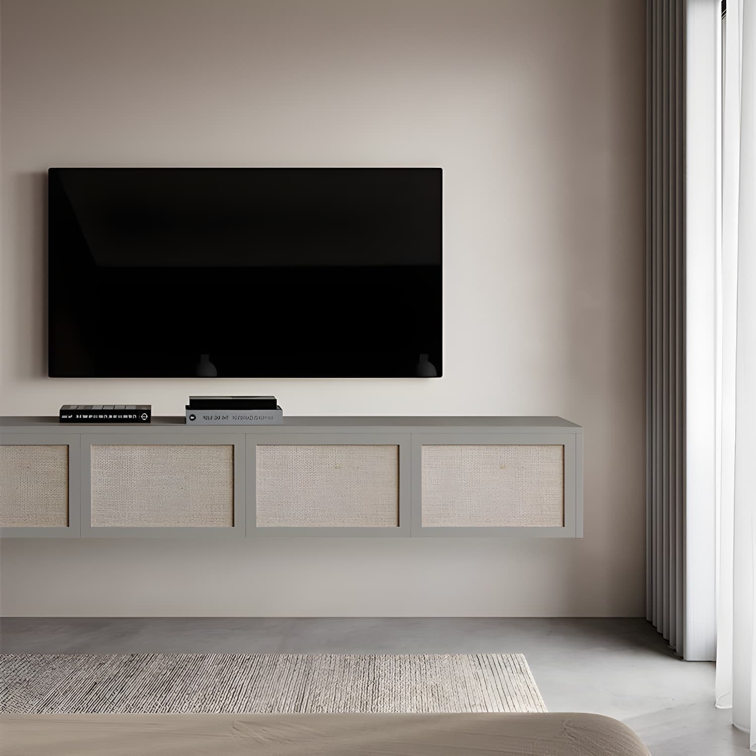 Scandinavian Wood TV Stand Console Wall-mounted TV Media Stand for Living Room - image 12