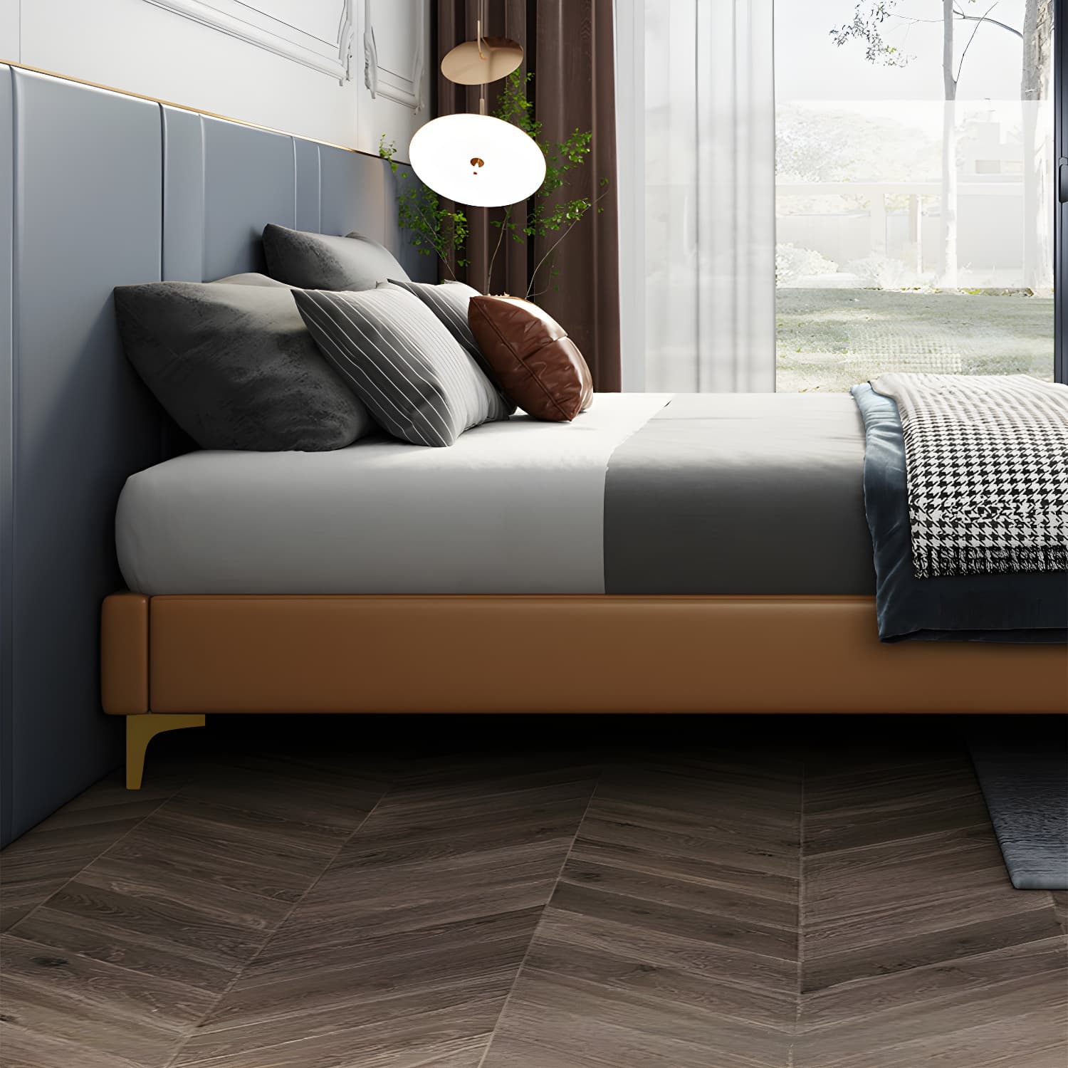 84.65 inch Wide Mid-century Bed Frame Solid Wood Platform Bed Frame - image 8