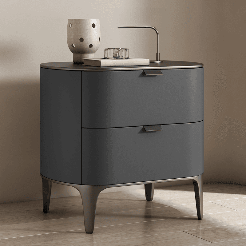 Stylish Drawer Storage Nightstand with 2 Drawers, Lumber Countertop, and Leg - image 3