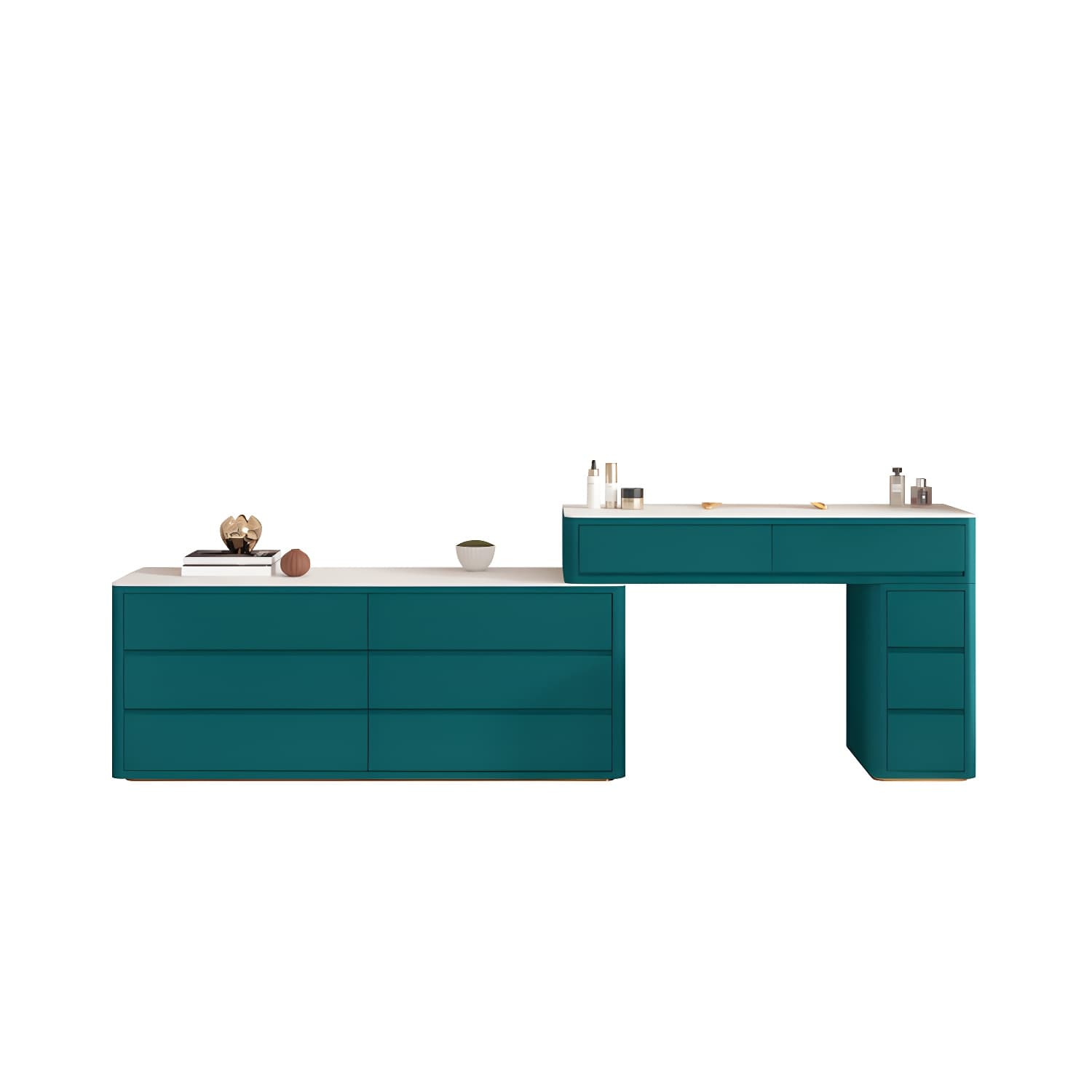 Large Wood Makeup Vanity with Stone Top and 11 Drawers - Organize Your Beauty Essentials - image 3