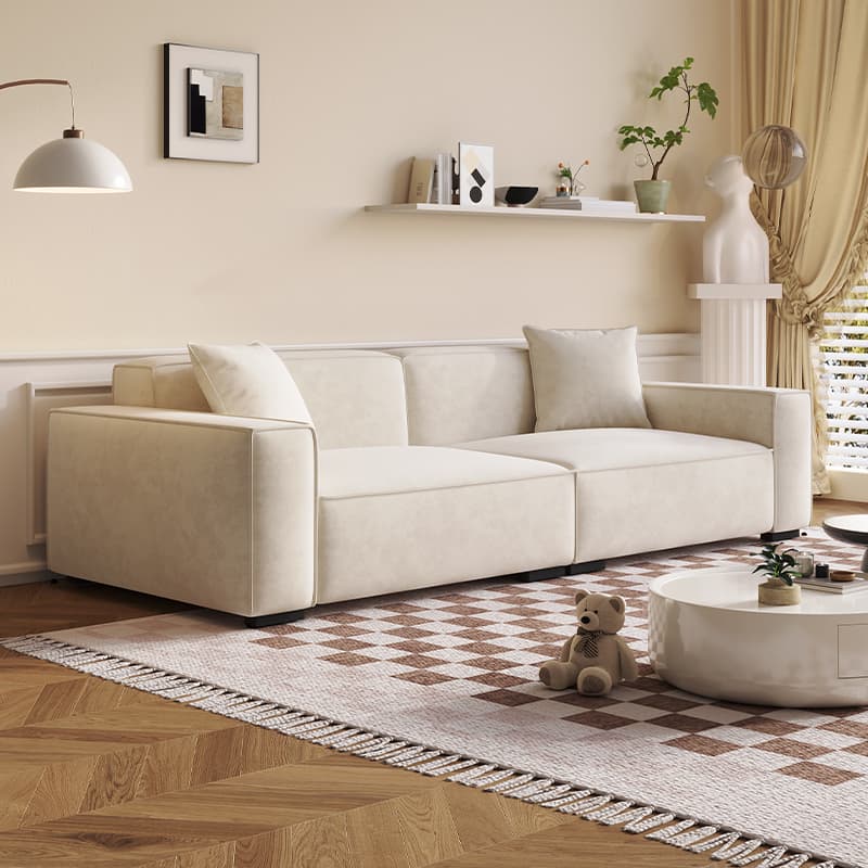 Contemporary Solid Color Tear Resistant Standard Sofa in Gray/Ivory/Citrus Color, Seating for 5/4/3 with 2 Pillows - image 3