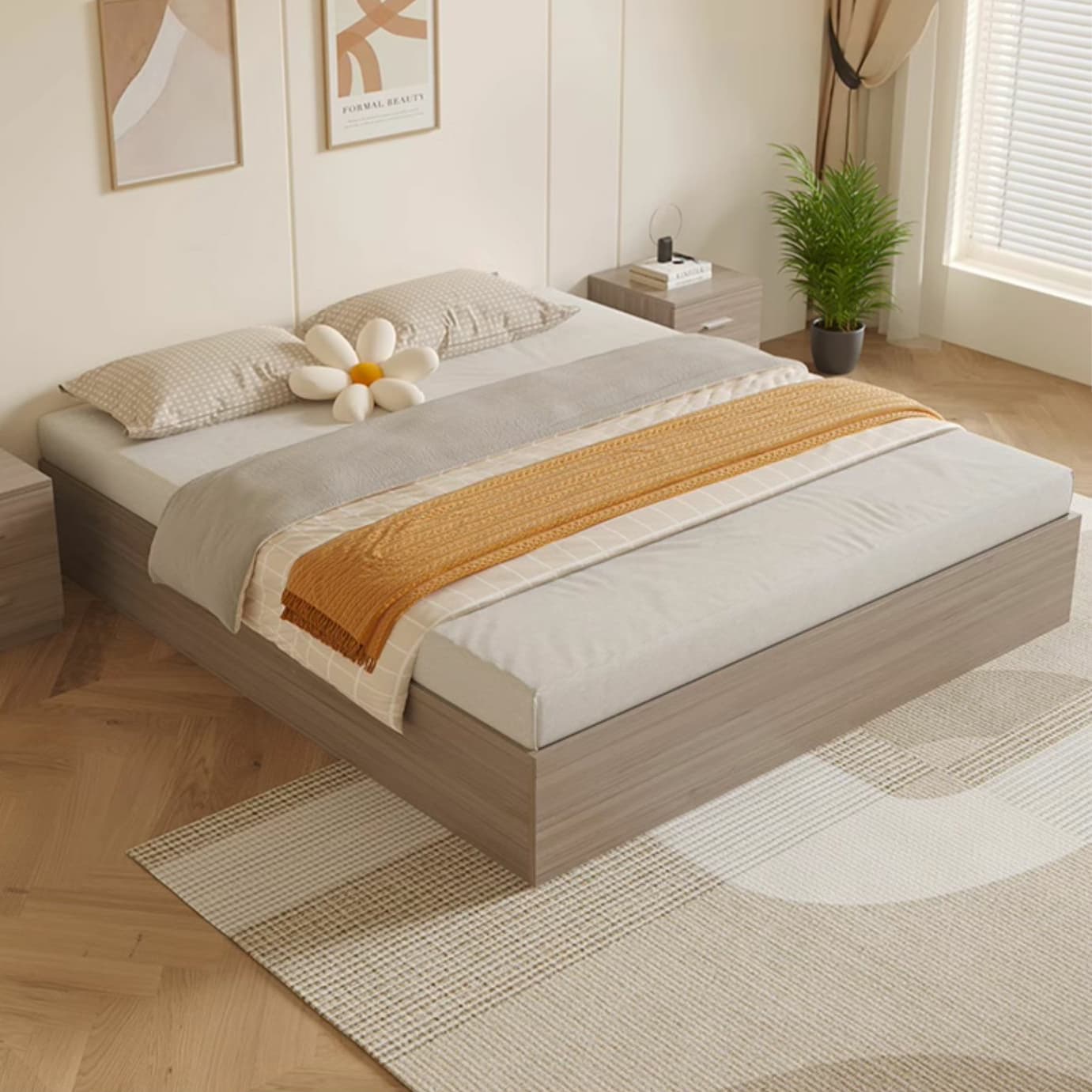 Modern Simple Style Bed Wood No Headboard for Living Room - image 14