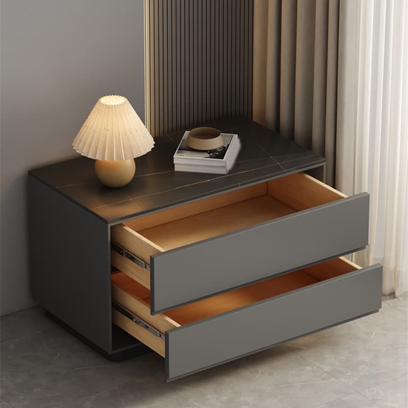 Modern Two-Drawer Wood Nightstand - Small Size - No Distressing - 40cm Width - image 13