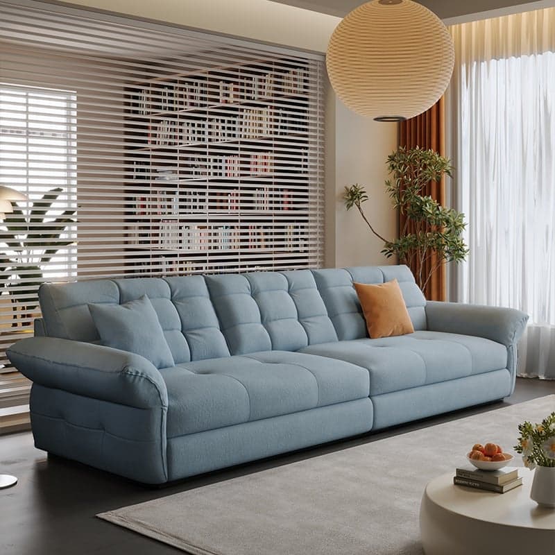 Modish Solid Color Scratch-immune Standard Sofa with Flared Arm and 2 Pillows for 4-seater/5 Person/3-seater - image 3