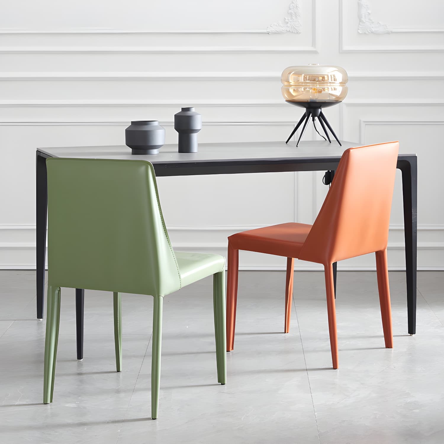 Modern Metal Dining Room Chairs Armless Leather Dining Chair for Restaurant - image 9