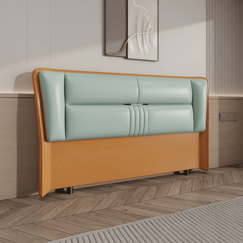 Trendy Wingback Headboard with No Distressing in Natural Wood, Rectangle Shape for Full/Queen Bed with Sponge Upholstery and Standard Height - image 4