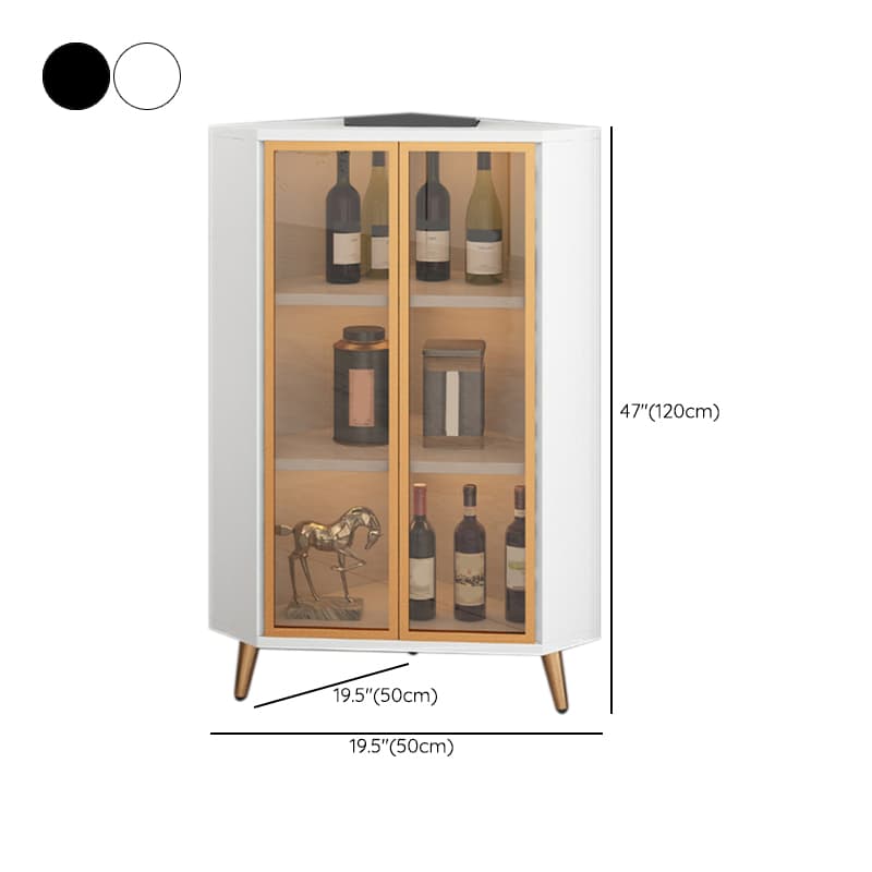 Contemporary Wood Corner Accent Cabinet with Clear Glass Doors, Metal Legs and Interior Shelves - image 24