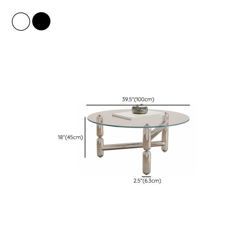 Sleek Silver Stainless Steel Coffee Table with Tempered Glass Top - image 15