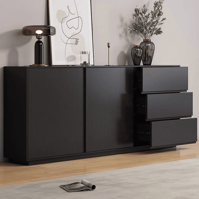 Sideboard with 3 Drawers, Cabinet, Standard Narrow Sizes, Four Internal Shelves, Wood Countertop, and 2 Doors - image 6