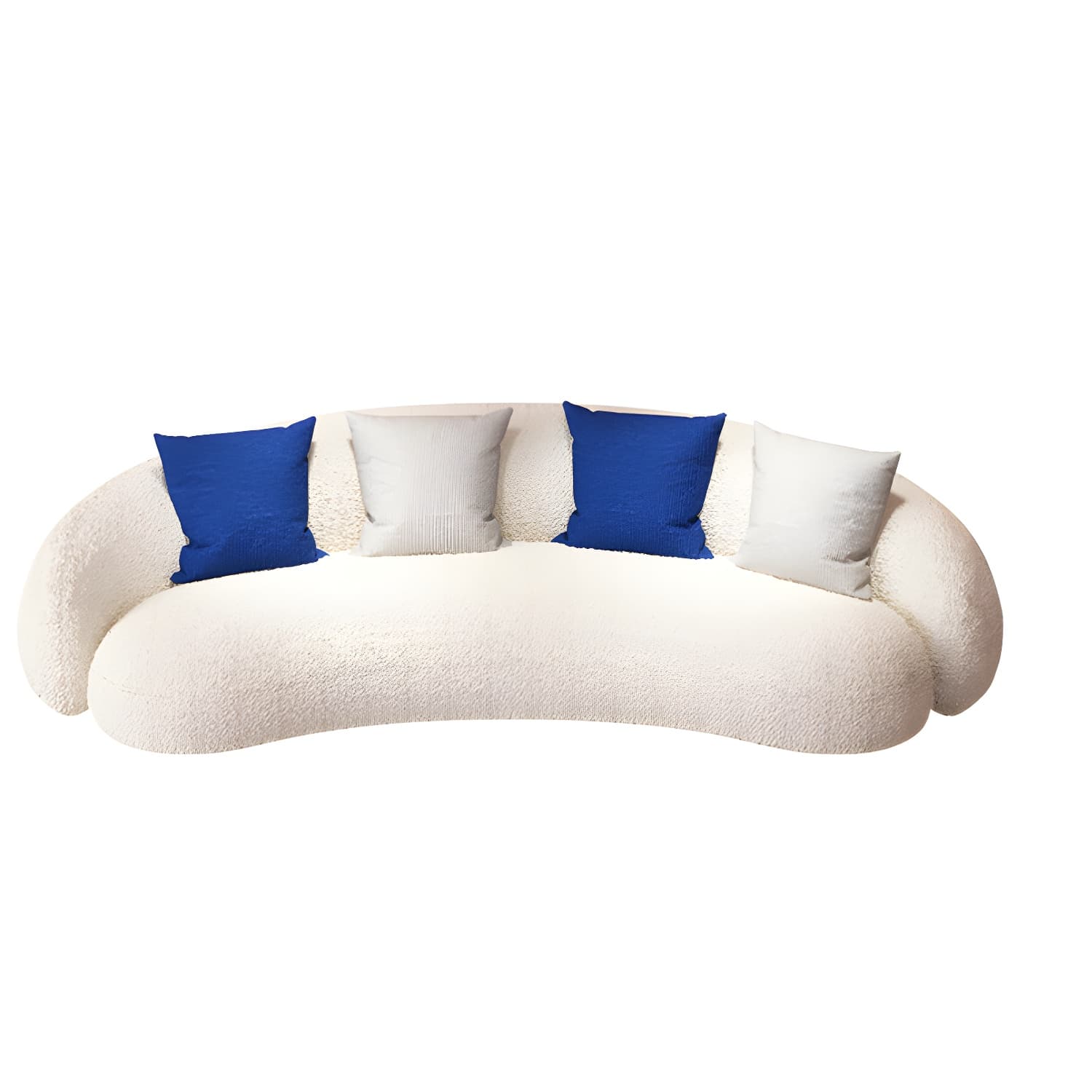 Beige Scandinavian Curved Sofa Tight Back Couch with Tuxedo Arm - image 10