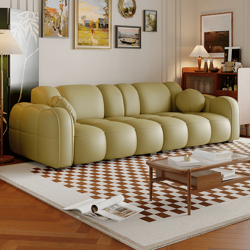 Contemporary Modern Solid Color Water Resistant Standard Sofa in White/Olive Green/Sepia, 4-seater/for 3 with 2 Pillows - image 10